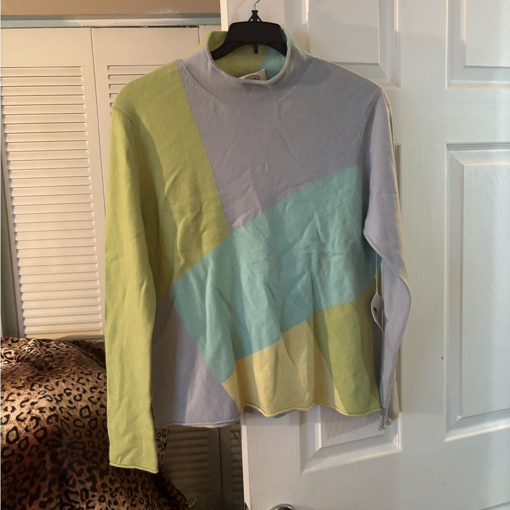 Talbots Pastel Colorblock Sweater Pure Cashmere. Has minor snag on front and .